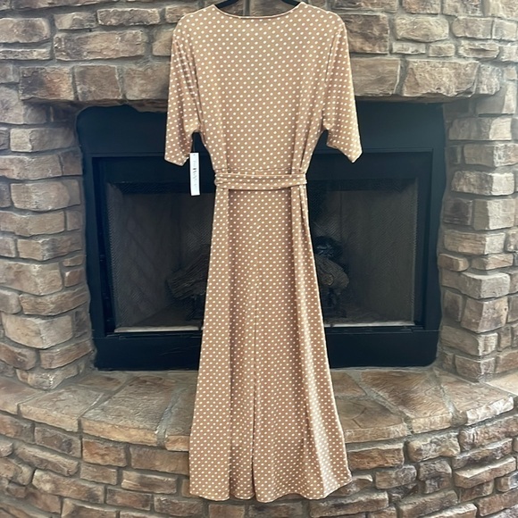 NWT Preston & York “light camel” colored & white polka dot maxi dress. XL - Picture 2 of 9